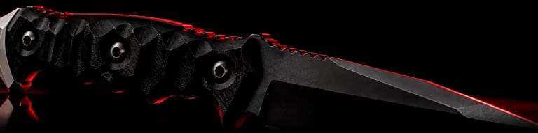 Illustrative studio render of a tactical tanto fixed blade with black G10 handle, not the actual model