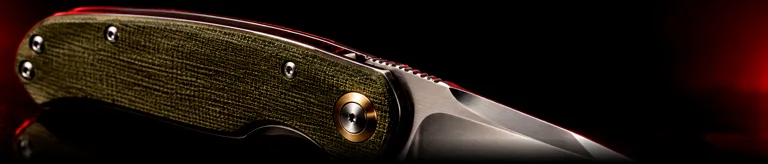 Illustrative studio render of a liner-lock folder with green micarta handle, not the actual model