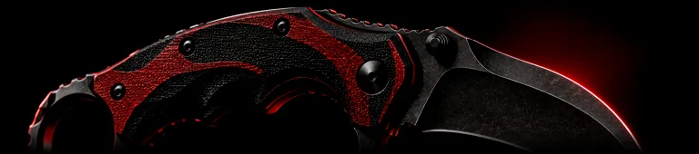 Illustrative studio render of a folding karambit, not the actual model