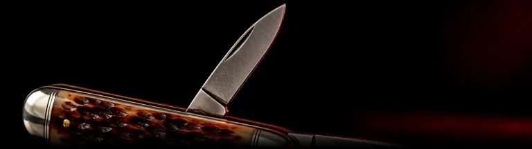 Illustrative studio render of a two-blade slip joint with jigged bone handle, not the actual model
