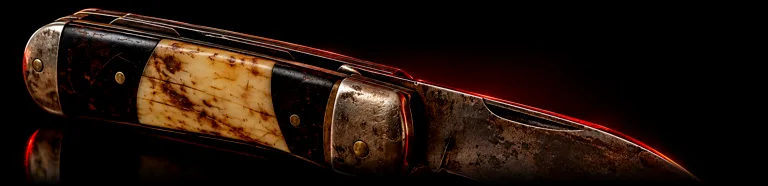 Illustrative studio render of a antique pocketknife with aged patina, not the actual model